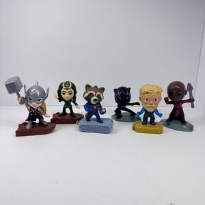 Marvel Avengers Mini Figures Lot Set of 6 Thor Black Panther Loki Rocket